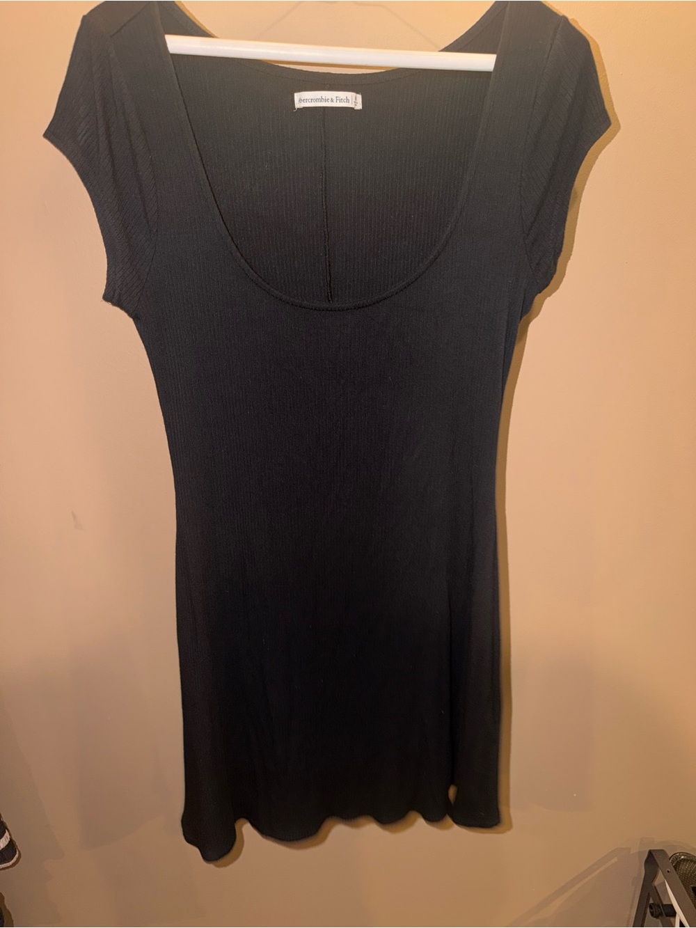 Abercrombie & Fitch Black Ribbed Scoop Mini Dress